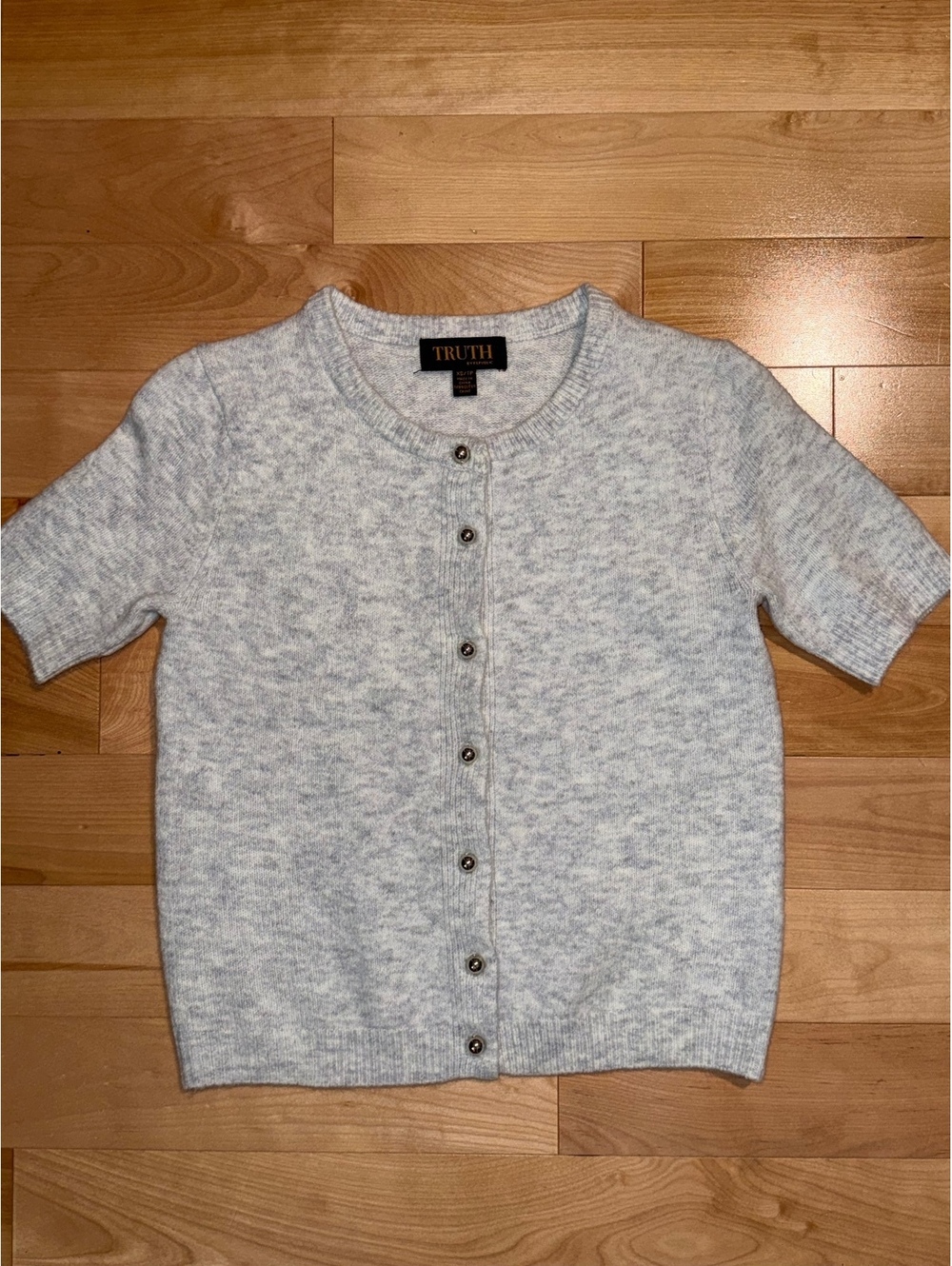 Truth by Republic Light Gray Short Sleeve Button-Up Cardigan XS NWOT